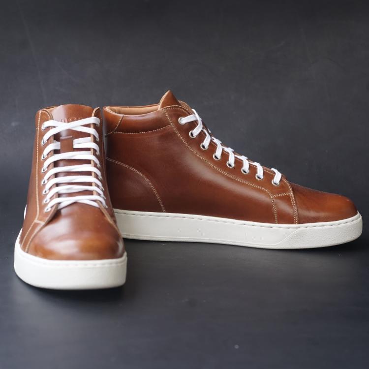 Songo High Top Rubber Sole Sneakers with Pull Up Leather
